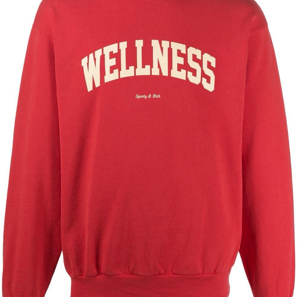 Women's Red Wellness Cotton Crewneck Sweatshirt